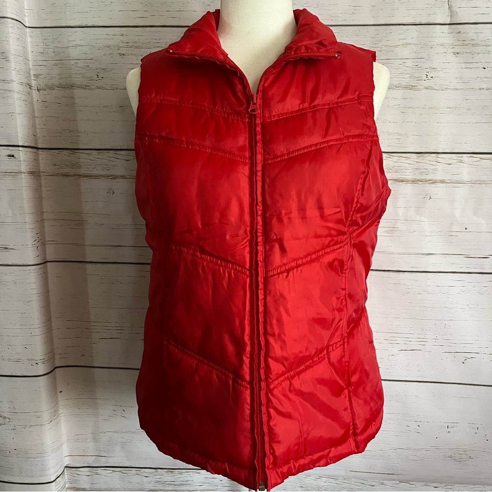 Red puffer vest